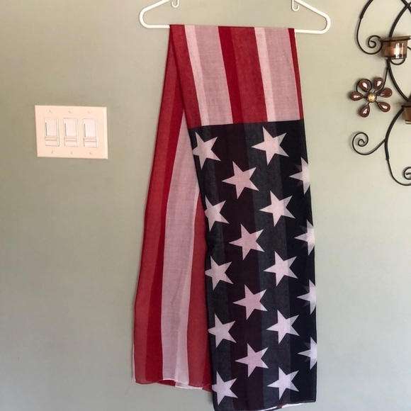 Like New American Flag USA Lightweight Super Soft Wide Large Wrap Scarf Cotton - Picture 1 of 5